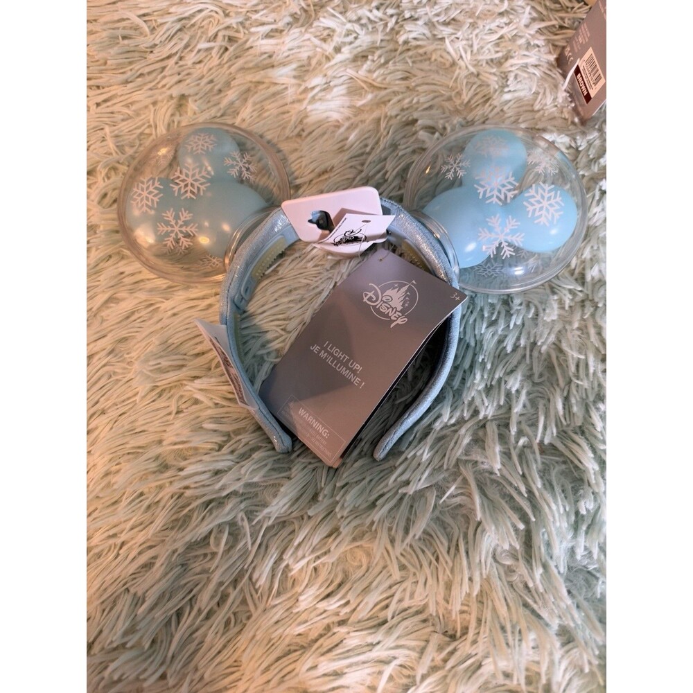 New 2020 Disney Parks Christmas Mickey Snowflake Light Up Balloon Ears Headband